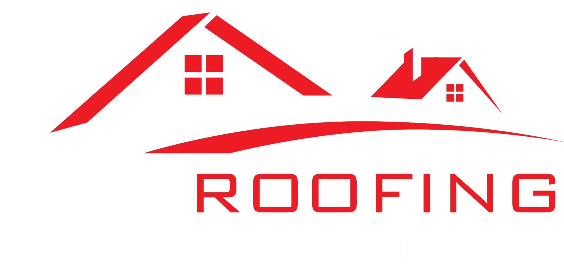 A black and red logo for a roofing company.